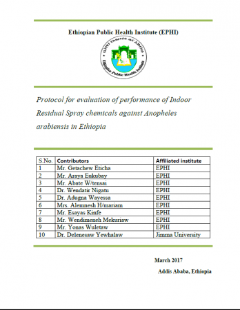 Protocol for Evaluating Performance of IRS Spray Insecticides