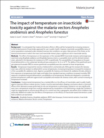 The Impact of Temperature on Insecticide Toxicity Against the Malaria Vectors 2018 Malaria Journal